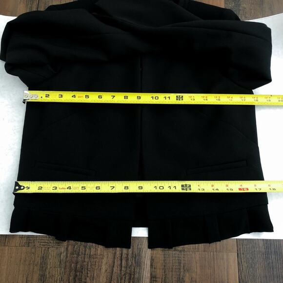 Brooks Brothers Cropped Blazer Jacket Wool Blend Ruffle Hem Womens Size 4 Black - Picture 12 of 16
